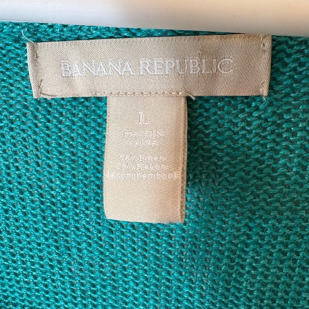 Banana Republic Colorblock Sweater Teal Navy Long Sleeve‎ Knit Top Large
